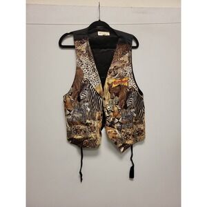Vested Interest XL Vest Animal Print Budweiser Bowtie Back Safari Style Mens